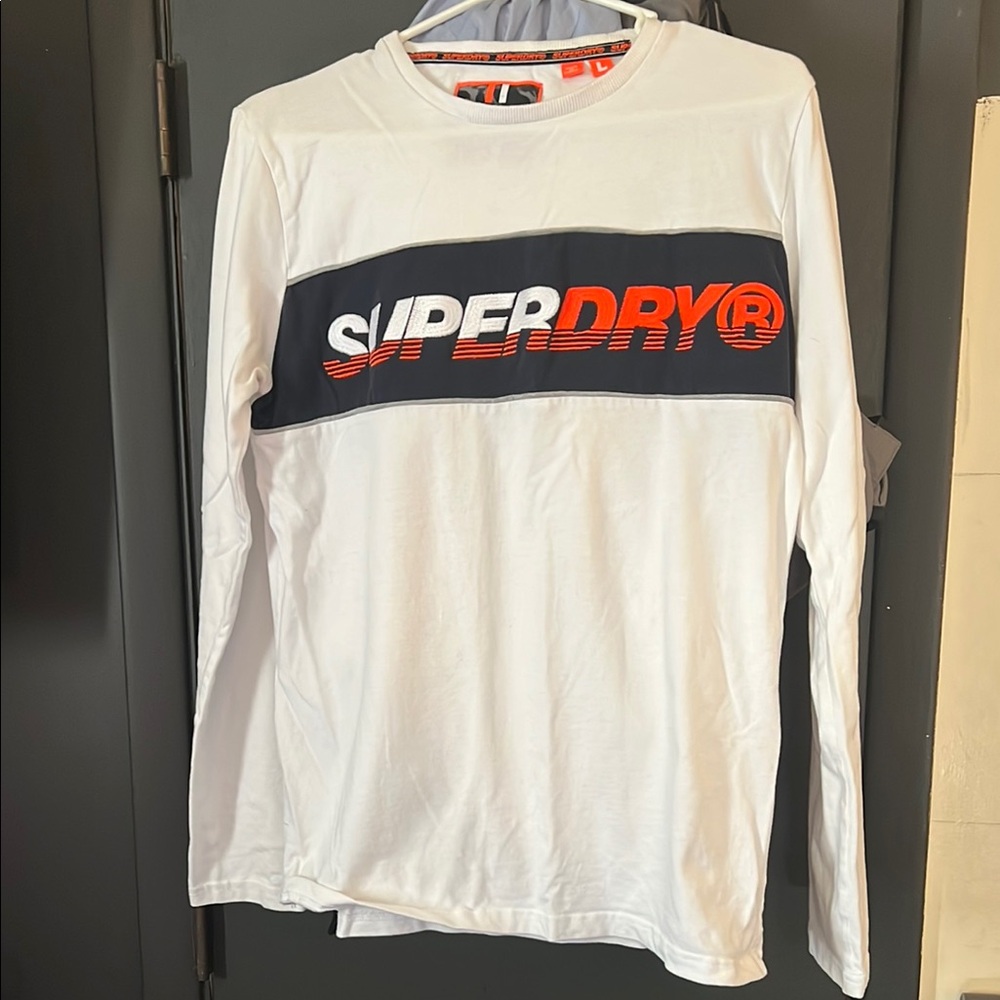 Superdry Long Sleeve Tee White Black Sporty Design